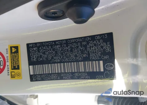 2013 Lexus Es 300H z USA, uszkodzony, nr VIN JTHBW1GG8D2037581